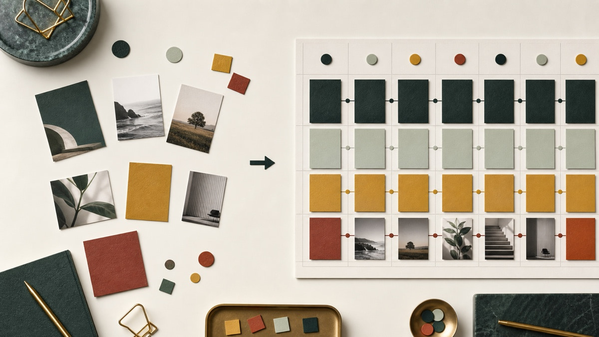 Tactile editorial composition showing disconnected content becoming a steady publishing rhythm