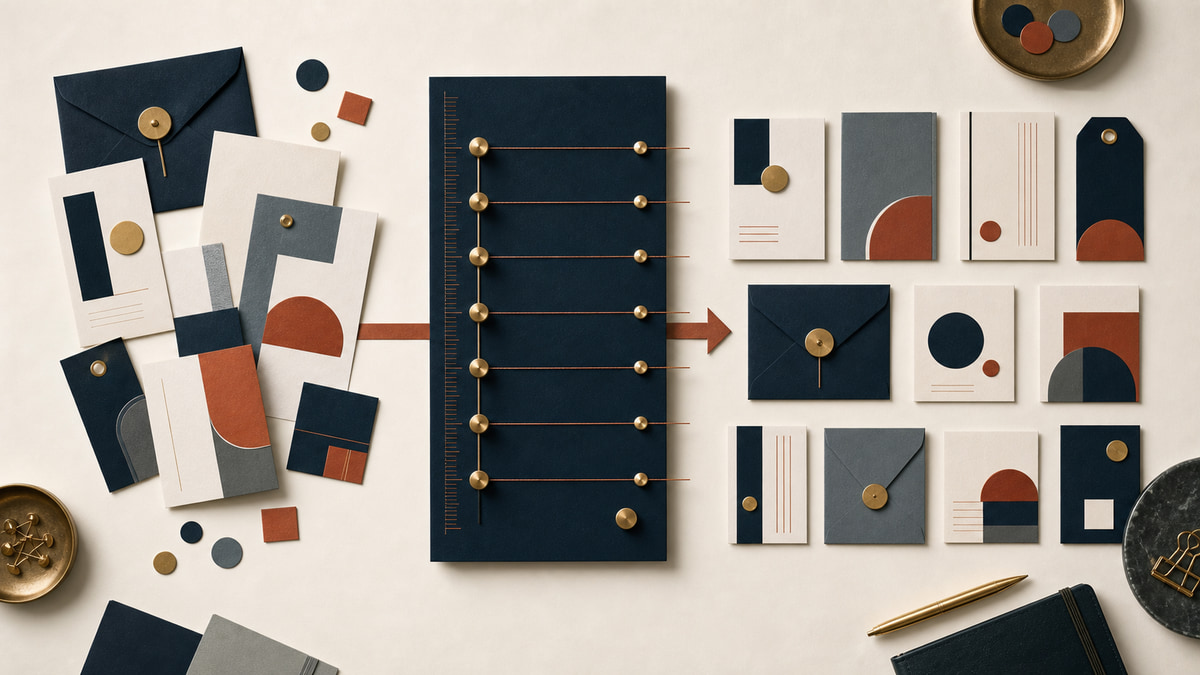 Tactile editorial composition aligning varied drafts into one consistent firm voice